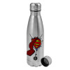 Metallic water bottle, stainless steel, 750ml