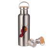 Stainless steel Silver with wooden lid (bamboo), double wall, 750ml