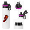 Metallic water bottle with safety lid, 850ml aluminum
