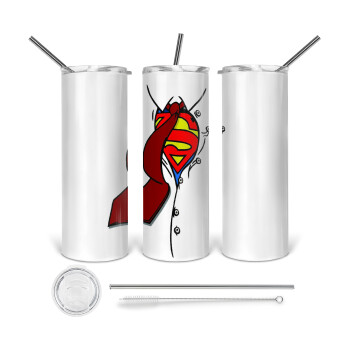 SuperDad, 360 Eco friendly stainless steel tumbler 600ml, with metal straw & cleaning brush