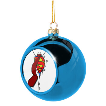 SuperDad, Blue Christmas tree ball ornament 8cm