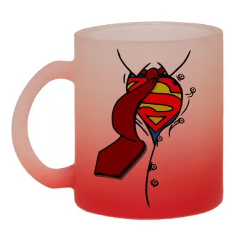 SuperDad, Κούπα γυάλινη δίχρωμη με βάση το κόκκινο ματ, 330ml