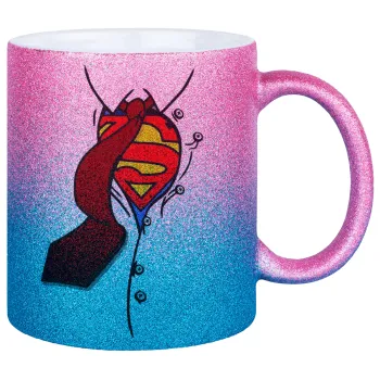 SuperDad, Κούπα Χρυσή/Μπλε Glitter, κεραμική, 330ml