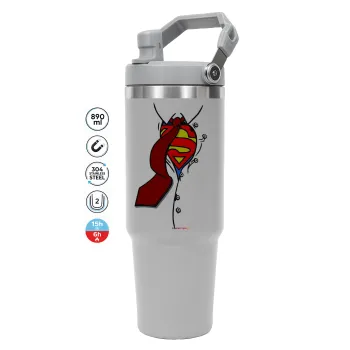 SuperDad, GREY color, 890ml (30oz) stainless Steel Tumbler with Handle
