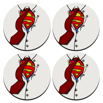 SuperDad, SET of 4 round wooden coasters (9cm)