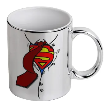 SuperDad, Κούπα κεραμική, ασημένια καθρέπτης, 330ml