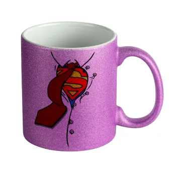 SuperDad, Κούπα Μωβ Glitter που γυαλίζει, κεραμική, 330ml