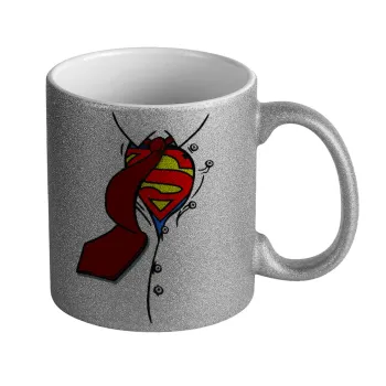 SuperDad, Κούπα Ασημένια Glitter που γυαλίζει, κεραμική, 330ml