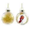 Transparent Christmas tree ball ornament with gold filling 8cm