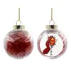 Transparent Christmas tree ball ornament with red filling 8cm