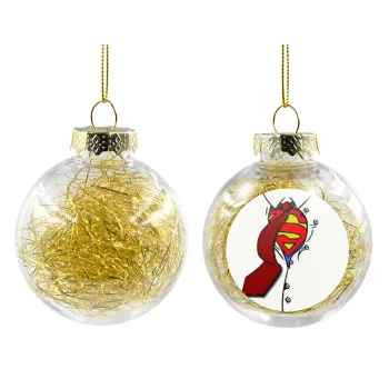 SuperDad, Transparent Christmas tree ball ornament with gold filling 8cm
