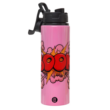 BOOM!!!, Metallic water bottle with safety lid, 850ml aluminum