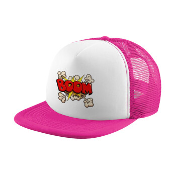 BOOM!!!, Καπέλο Ενηλίκων Soft Trucker με Δίχτυ Pink/White (POLYESTER, ΕΝΗΛΙΚΩΝ, UNISEX, ONE SIZE)