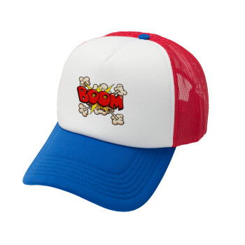BOOM!!!, Καπέλο Ενηλίκων Soft Trucker με Δίχτυ Red/Blue/White (POLYESTER, ΕΝΗΛΙΚΩΝ, UNISEX, ONE SIZE)