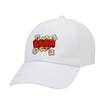 BOOM!!!, Καπέλο Ενηλίκων Baseball Λευκό 5-φύλλο (POLYESTER, ΕΝΗΛΙΚΩΝ, UNISEX, ONE SIZE)