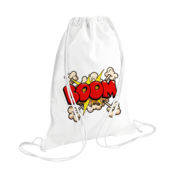 BOOM!!!, Τσάντα πλάτης πουγκί GYMBAG λευκή (28x40cm)