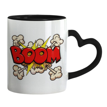 BOOM!!!, Mug heart black handle, ceramic, 330ml