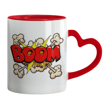BOOM!!!, Mug heart red handle, ceramic, 330ml