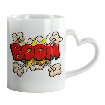 BOOM!!!, Mug heart handle, ceramic, 330ml