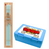 Easter Set, children's snack container BLUE & Easter aromatic flat candle (30cm) (TURQUOISE)