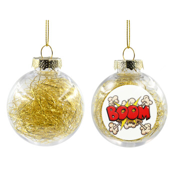 BOOM!!!, Χριστουγεννιάτικη μπάλα δένδρου διάφανη με χρυσό γέμισμα 8cm