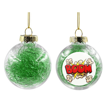 BOOM!!!, Χριστουγεννιάτικη μπάλα δένδρου διάφανη με πράσινο γέμισμα 8cm