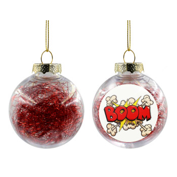 BOOM!!!, Χριστουγεννιάτικη μπάλα δένδρου διάφανη με κόκκινο γέμισμα 8cm