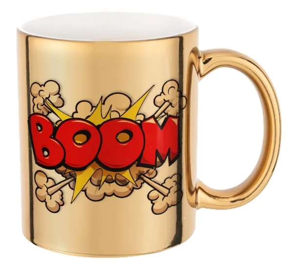 BOOM!!! — Mug ceramic, gold mirror, 330ml