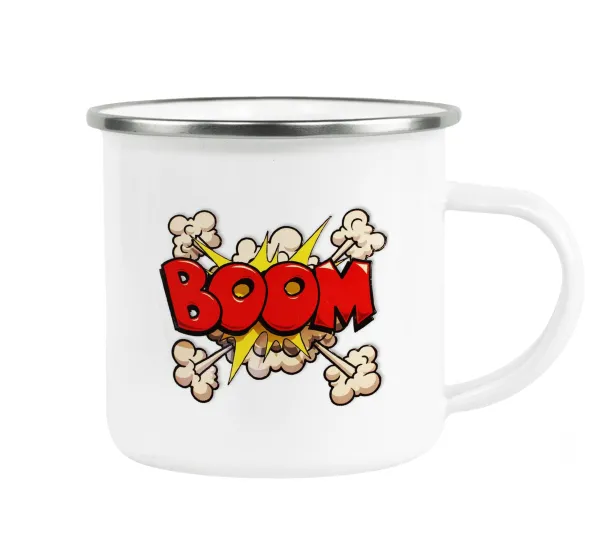 BOOM!!! — Metallic enamel cup white 360ml