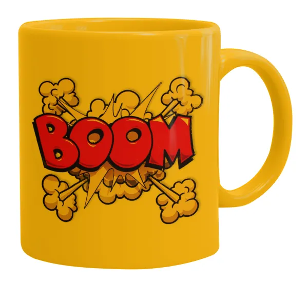 BOOM!!! — Ceramic coffee mug yellow, 330ml