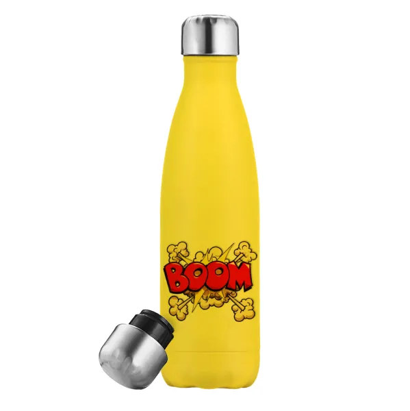 BOOM!!! — Yellow Stainless Steel Metallic Thermos, double-walled, 500ml