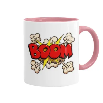 BOOM!!!, Κούπα χρωματιστή ροζ, κεραμική, 330ml