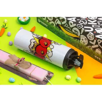 BOOM!!!, Πασχαλινή Λαμπάδα με Travel Tumbler θερμό με διπλό καπάκι (600ml, BPA free) & κερί αρωματικό πλακέ (30cm) (ΡΟΖ)