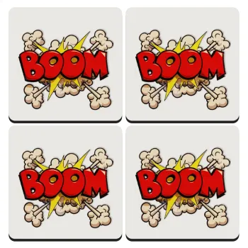 BOOM!!!, ΣΕΤ 4 Σουβέρ ξύλινα τετράγωνα (9cm)