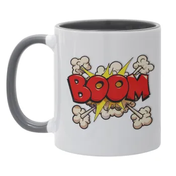 BOOM!!!, Κούπα χρωματιστή γκρι, κεραμική, 330ml