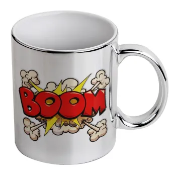 BOOM!!!, Mug ceramic, silver mirror, 330ml