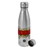 Metallic water bottle, stainless steel, 750ml
