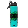 Metallic water bottle with safety lid, 850ml aluminum