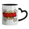 Mug heart black handle, ceramic, 330ml