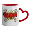 Mug heart red handle, ceramic, 330ml