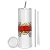 Tumbler stainless steel 600ml, with metal straw & cleaning brush