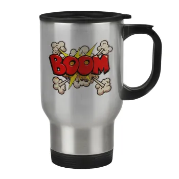 BOOM!!!, Stainless steel travel mug with lid, double wall 450ml