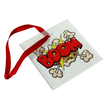 BOOM!!!, Christmas ornament, glass square ornament 9x9cm