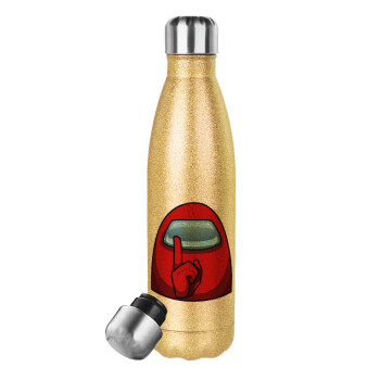 Among US, Glitter gold stainless steel thermos bottle, double-walled, 500ml