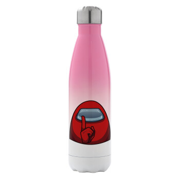 Among US, Metal mug thermos Pink/White (Stainless steel), double wall, 500ml