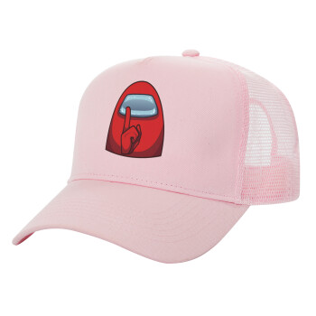 Among US, Structured Trucker Children's Hat, with Mesh, PINK (100% COTTON, CHILDREN'S, UNISEX, ONE SIZE)