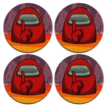 Among US, ΣΕΤ x4 Σουβέρ ξύλινα στρογγυλά plywood (9cm)