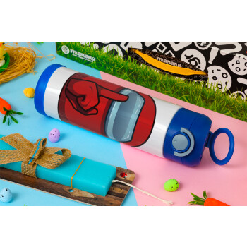 Among US, Easter candle, Childrens hot water bottle, stainless steel, with safety straw, BLUE (500ml)