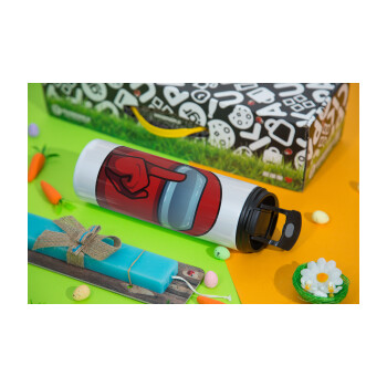 Among US, Easter candle,Travel Tumbler 2 Lids, with metal straw & cleaning brush & aromatic flat candle (30cm) (BLUE)