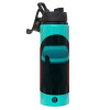 Metallic water bottle with safety lid, 850ml aluminum